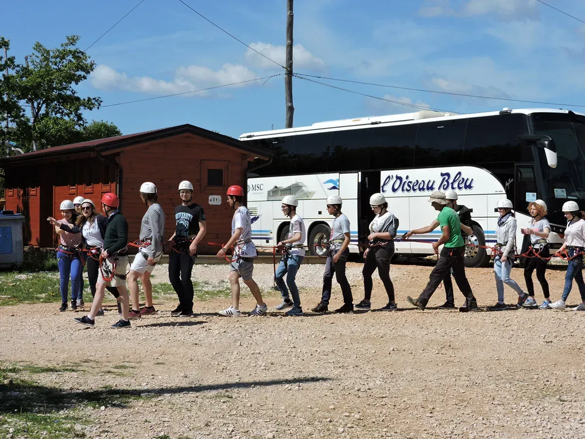 School and youth group ready for activities at Glavani Park, Istria