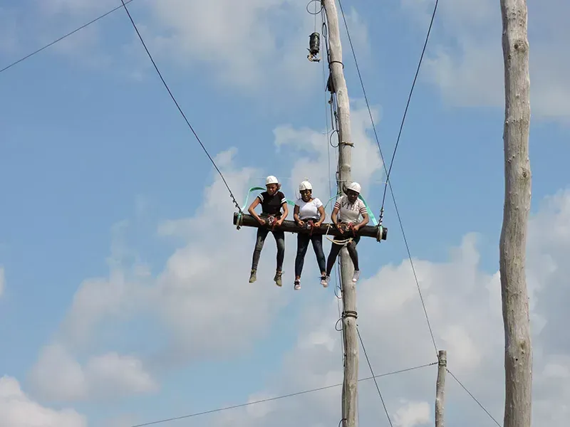 Guest preparing for the high swing at Glavani Park, Istria