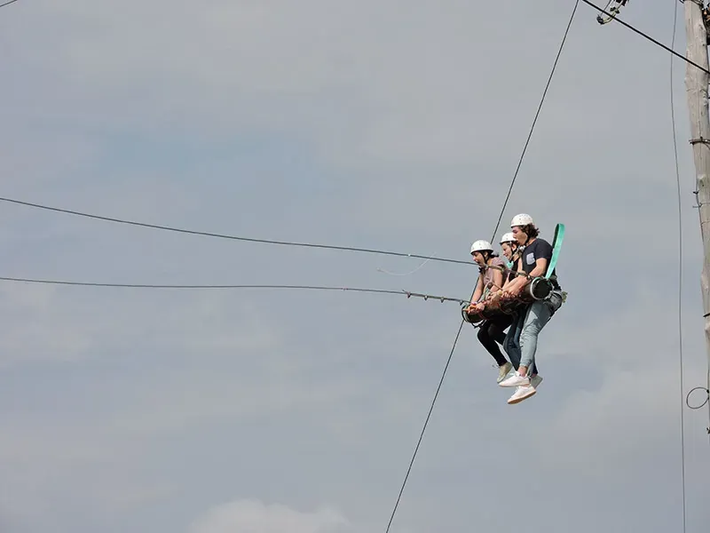 High swing ride in action at Glavani Park adventure park, Istria