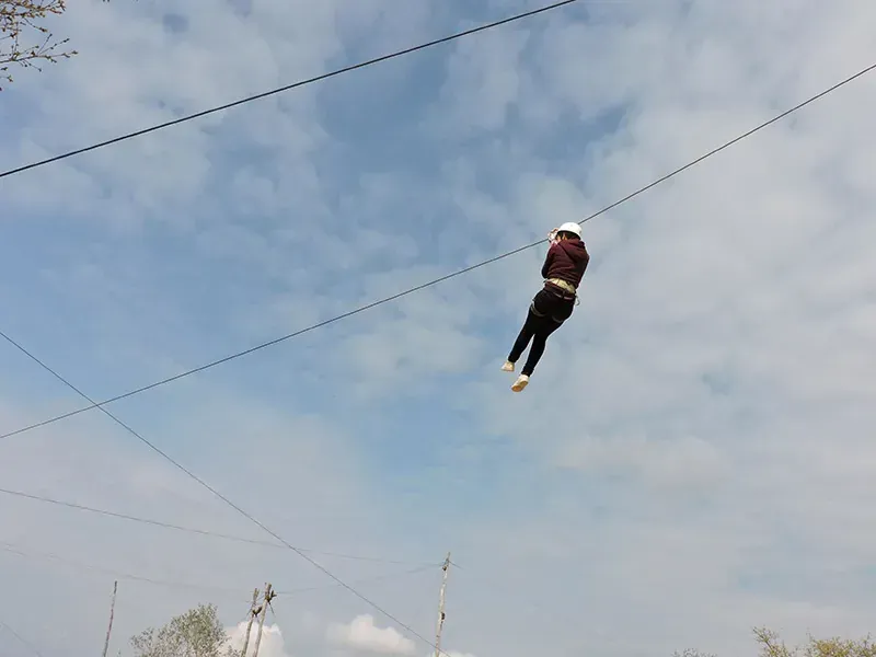 Guest on the Valley Zipline above the forest at Glavani Park, Istria